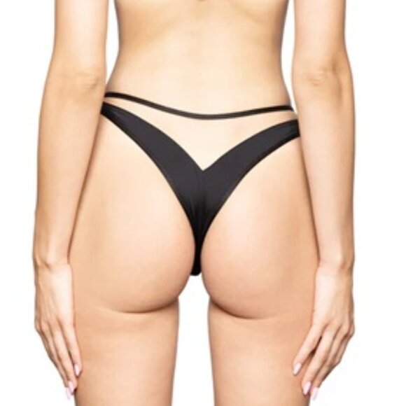 (SOLD) GOD SAVE QUEENS Forget Me Not Thong Black - Picture 3 of 6